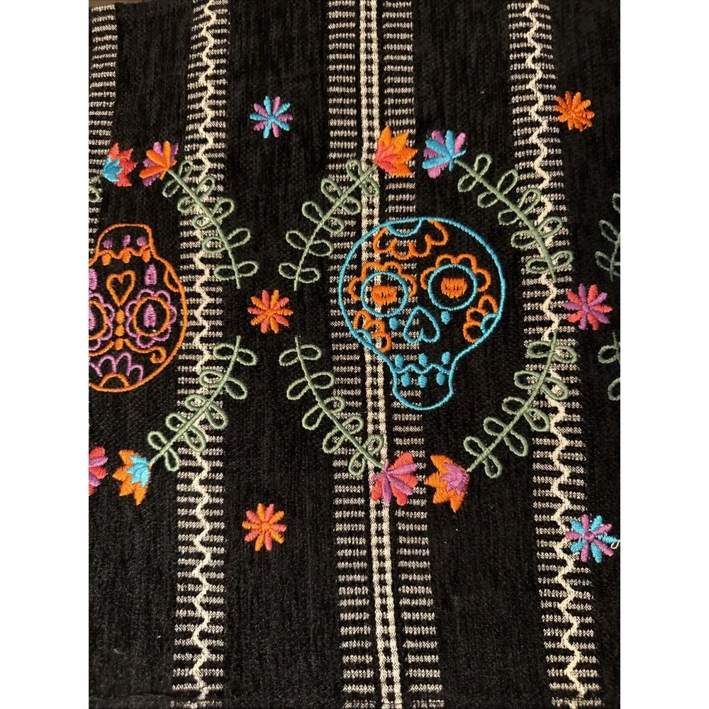 Christian Lacroix Maison Embroidered Sugar Skull Floral Table Runner 14